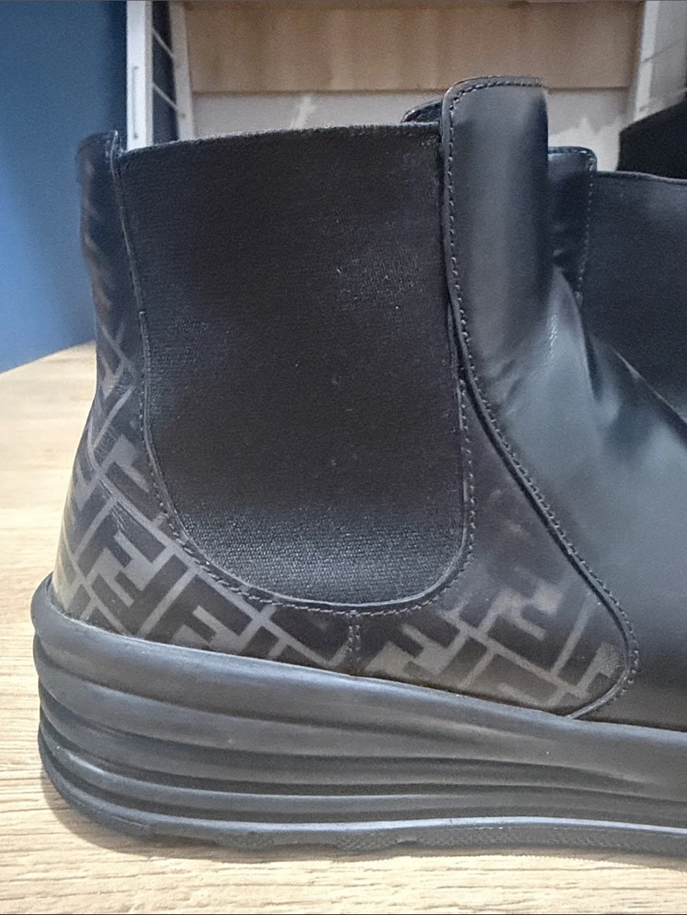 Fendi FF Logo Chelsea Ankle Boots Black Leather Platform EU 37 / US 7 - Picture 5 of 7